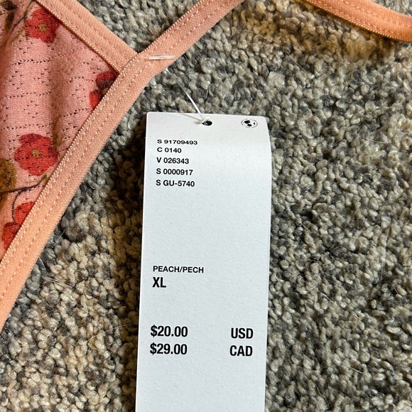 NWT UO Out From Under Kate Pointelle Scoop Neck Bra-Size XL-Peach Floral - Picture 5 of 5